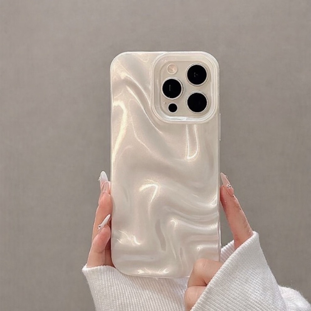 iPhone Case Pearl White Three Dimensional Wave Pattern - Picture 1 of 7
